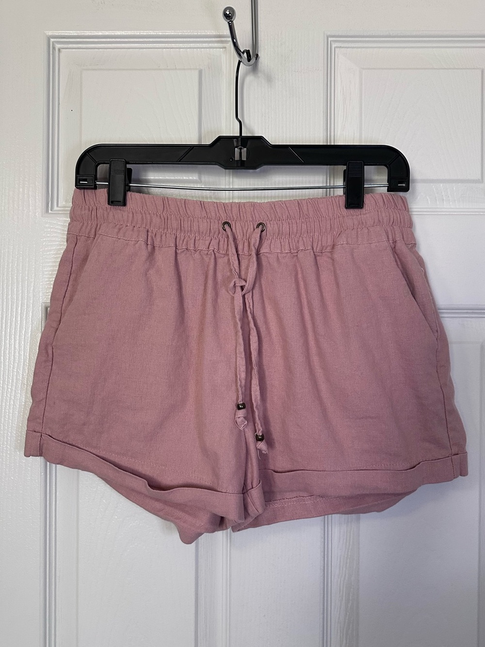Love Tree Mauve Drawstring Casual Linen Shorts